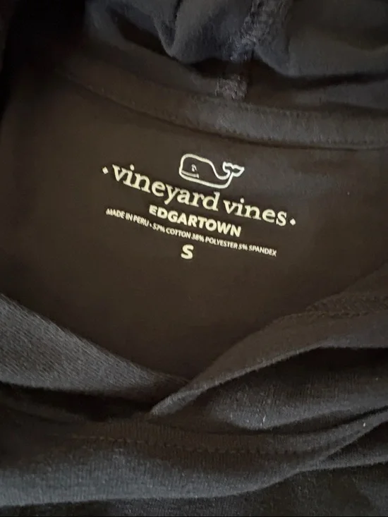 Vineyard Vines Black Hooded Tee with White Whale Print - Picture 2 of 4